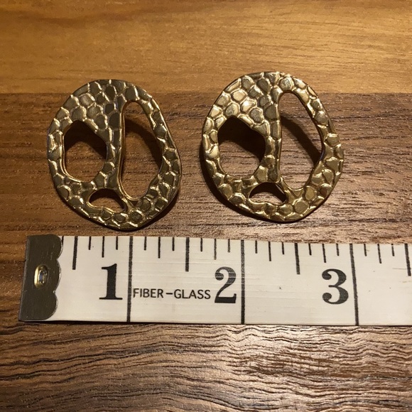 M. Jent Reptile Skin Textured Gold Tone Earrings - Picture 2 of 6